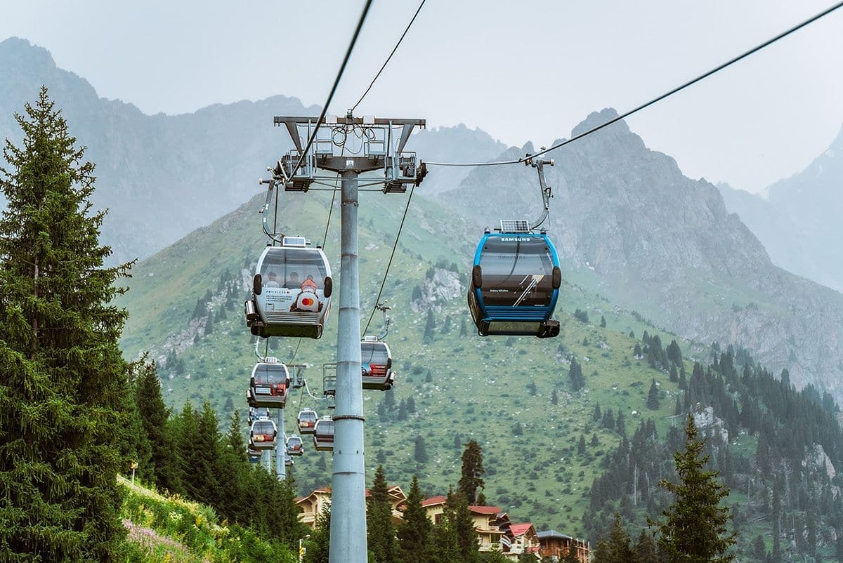 Infrastructure and Cable Car at Shymbulak Ski Resort, Kazakhstan